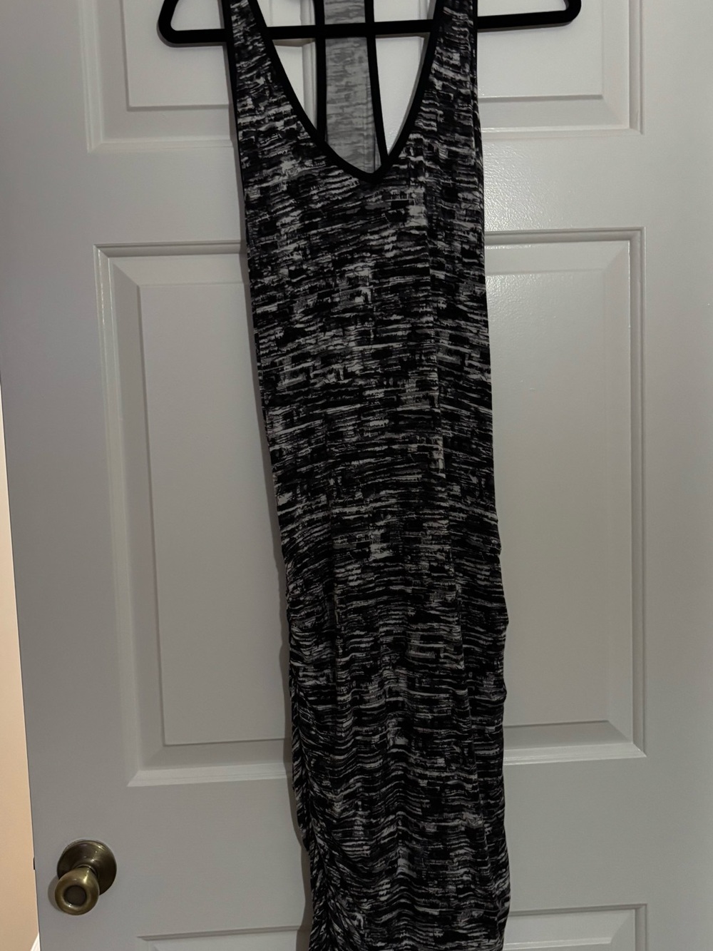 Athleta Black & White Space-Dye Racerback Knit Dress
